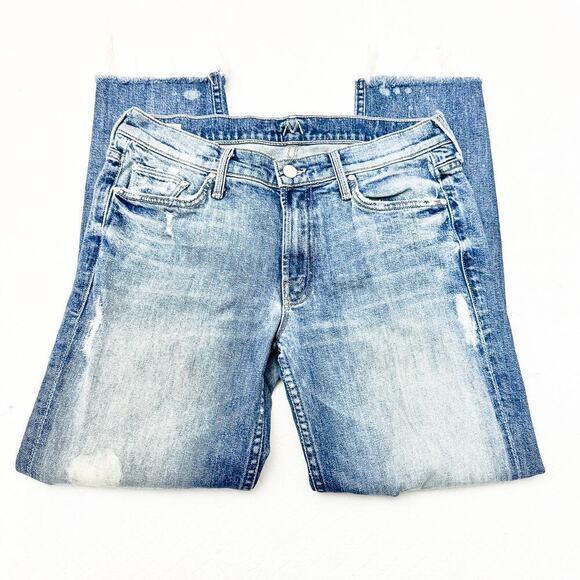 Mother The Dropout Fray Reckless Ripped Raw Hem Denim Jeans SIze 28 - Picture 4 of 10